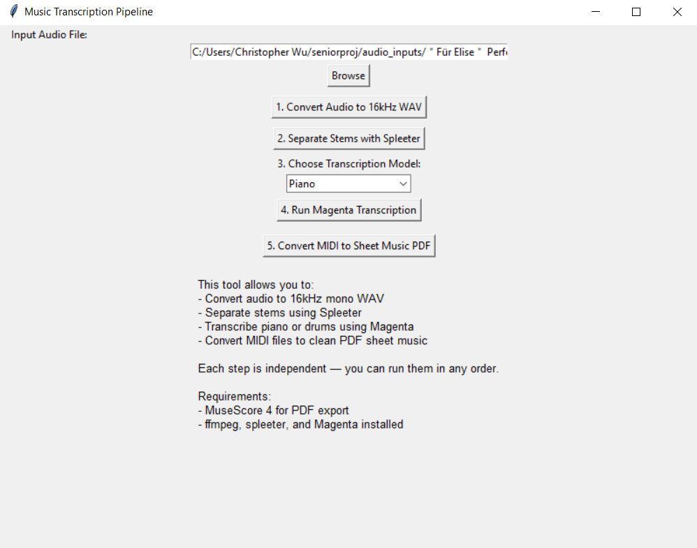 Project GUI Screenshot